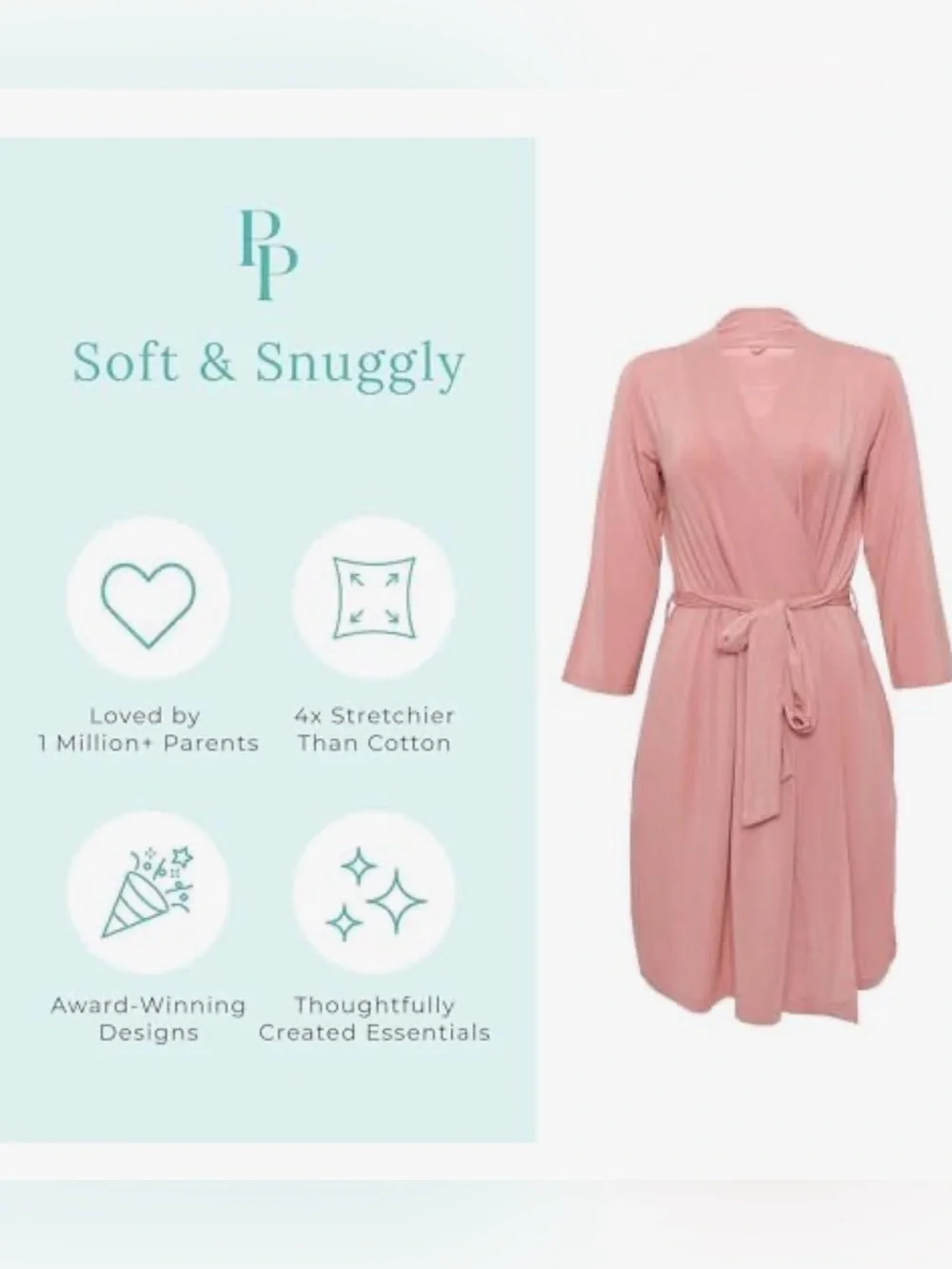 Posh Peanut Dusty Rose Women's Pink Robe & Ruffle Hem Chemise Set L/XL